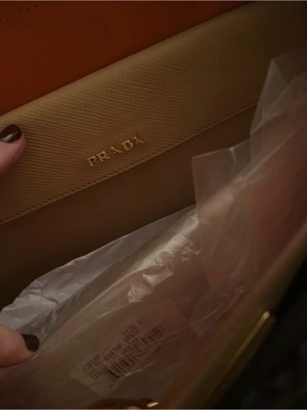 Prada Beige Saffiano Leather Tote with Gold Hardware